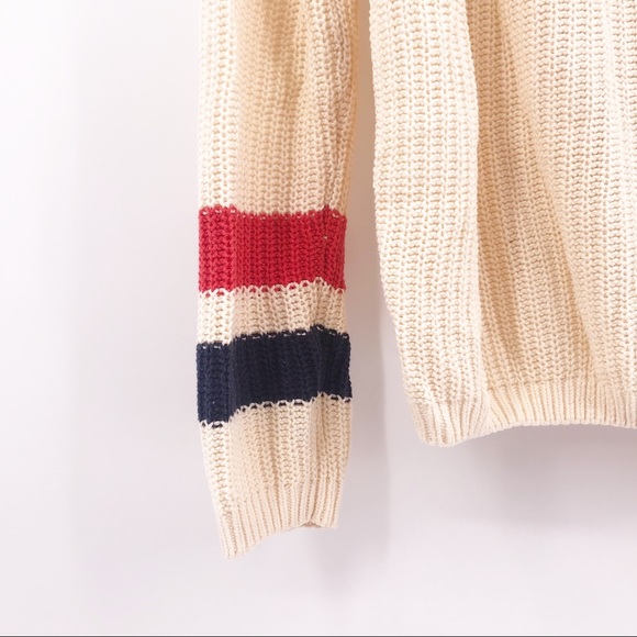 Forever 21 Pullover Sweater Cream Red Blue - Picture 2 of 5